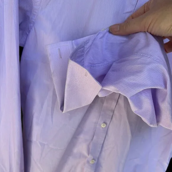 Burberry London Men’s 16.5-42 White Pink Striped Button Up Designer Dress Shirt - Picture 7 of 14